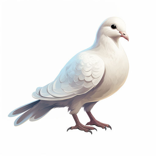 Dove in the style of Chiaroscuro Art, on white background