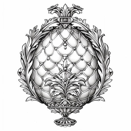 Medieval ornate egg, Gennady Spirin style, coloring page