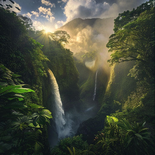 The Fortuna Waterfall with dramatic scenery