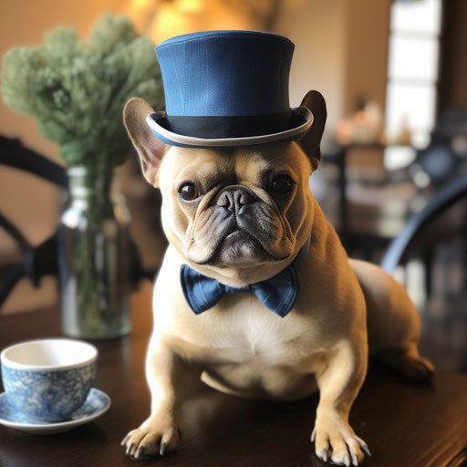 The top hat French bulldog, elegant and animated