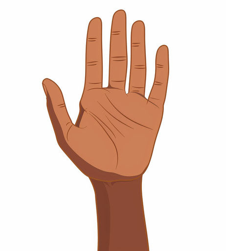 Open hand palm facing forward with brown skin color