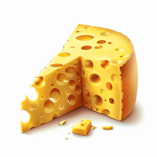 Realistic cheese illustration on white background, intricate details
