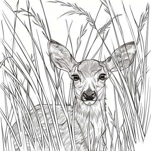 Curious deer in tall grass of a meadow