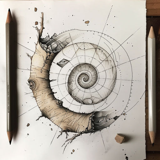 Hand-drawn tattoo sketch of a Fibonacci sequence