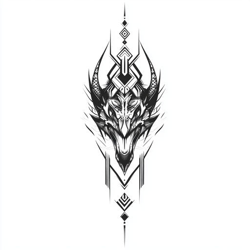 Tribal dragon tattoo sketch with sharp tribal lines