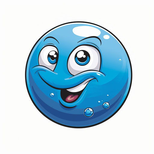 Blue sphere with eye and mouth winking in clipart style