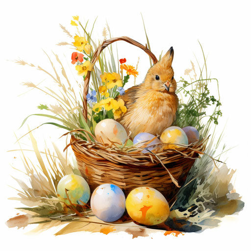 Easter clip art in the style of Oil painting, on a white background