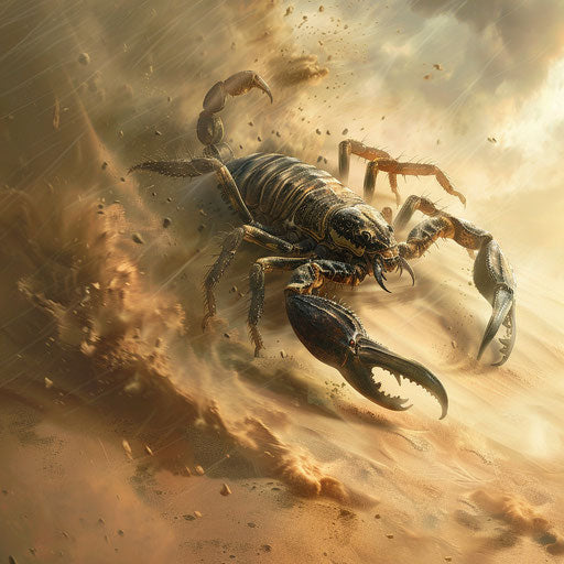 A scorpion in a sandstorm