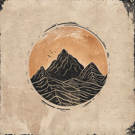 Hand-drawn logo for a clothing brand with a natural texture background, earthy tones