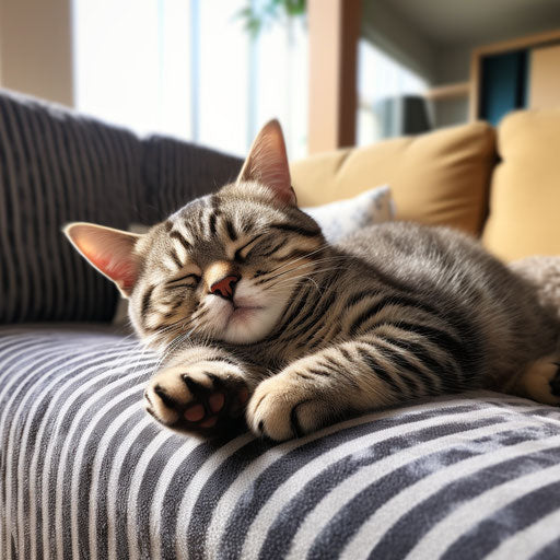 American cat napping on a couch