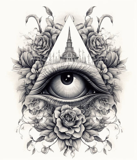 All-seeing triangle tattoo vector pattern