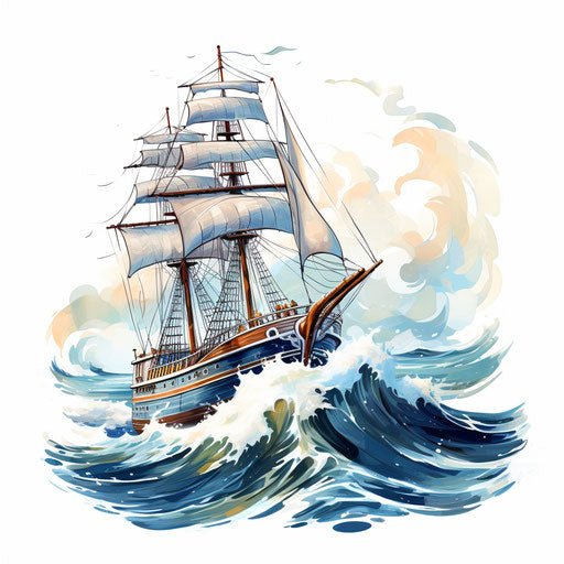 Nautical clipart in the style of an oil painting