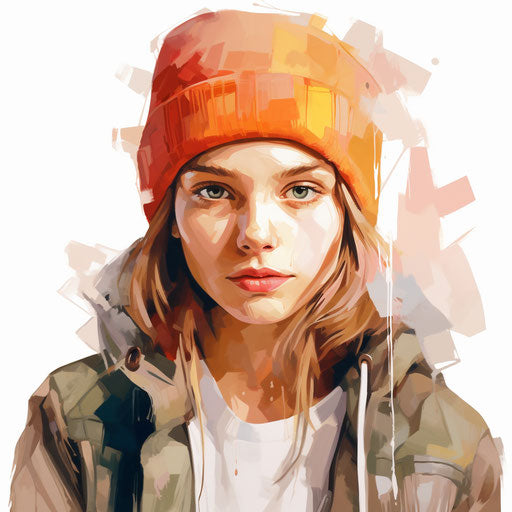 Youth clipart in the style of Oil painting, on a white background