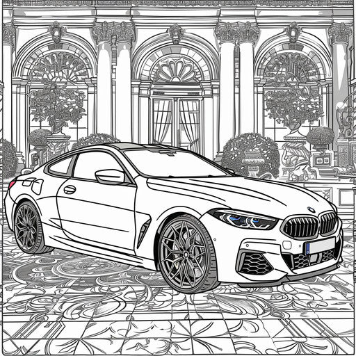 BMW car in a chic setting with elegant patterns