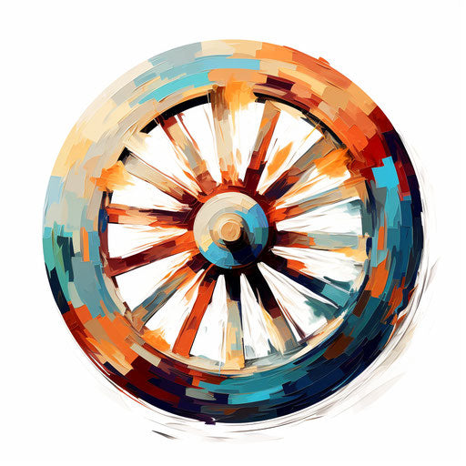 Stylized Wheel in Impressionistic Art, White Background