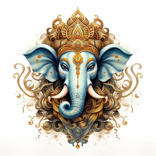 Ganesh clipart in the style of Chiaroscuro Art, on a white background