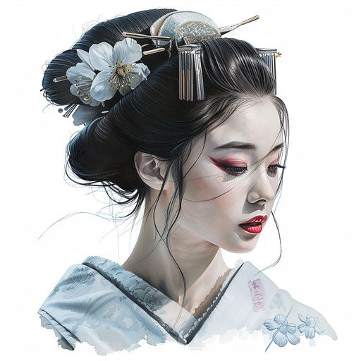 Realistic portrait of a geisha as a tattoo design