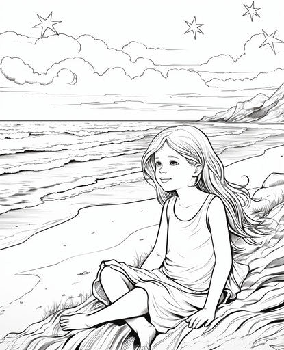 Captivating beach scenes for kids coloring pages