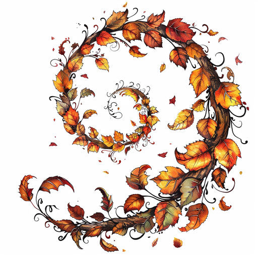 Charming flat tattoo sketch of a spiral of autumn leaves