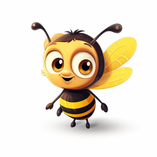 Adorable bee illustration in the style of Chiaroscuro Art, on white background