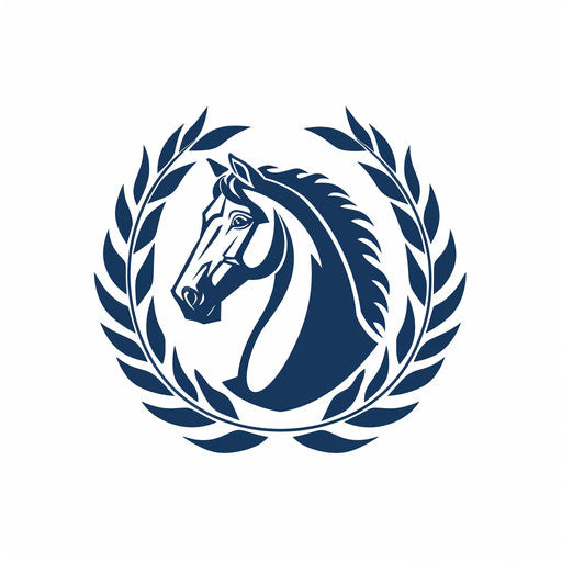 Professional horse logo with laurel wreath on white background