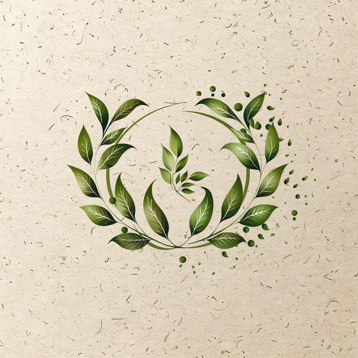 Nature-inspired wedding logo with green accents on natural texture