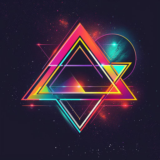 Retro logo with neon colors and dark background
