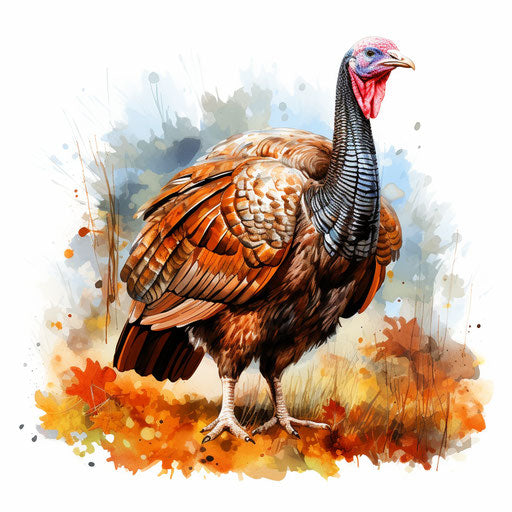 Turkey clipart in the style of an oil painting, on white background