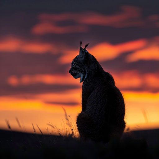 Lynx silhouette against breathtaking sunset