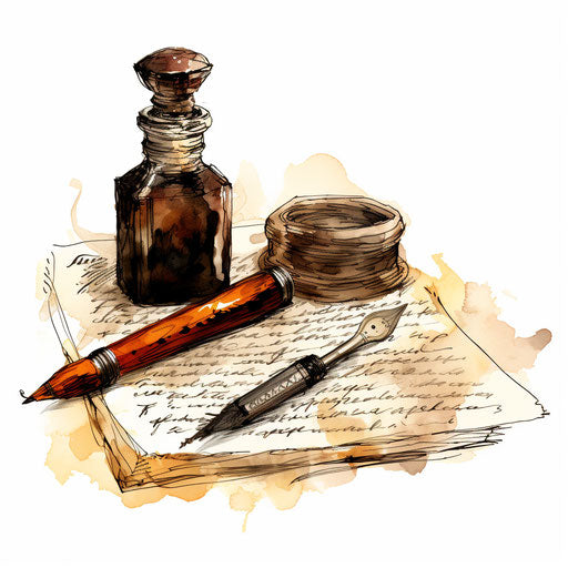 Handwriting clipart in the style of Oil painting, on a white background