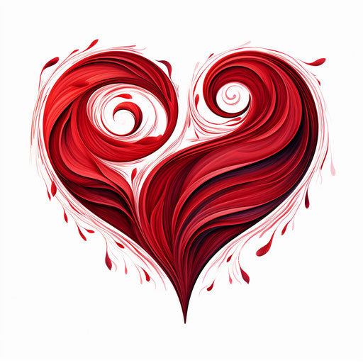 Red heart clipart in the style of Chiaroscuro Art, on a white background