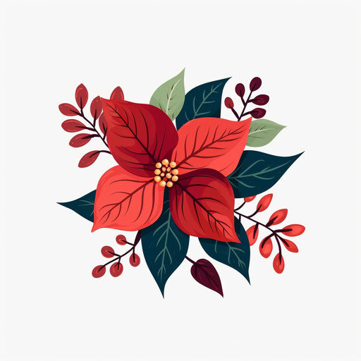 Minimalist-style poinsettia clipart, on a white background