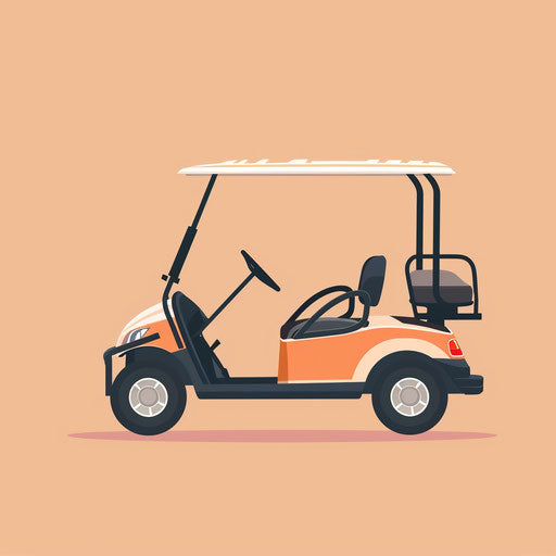 Realistic golf cart clip art on flat pastel peach background