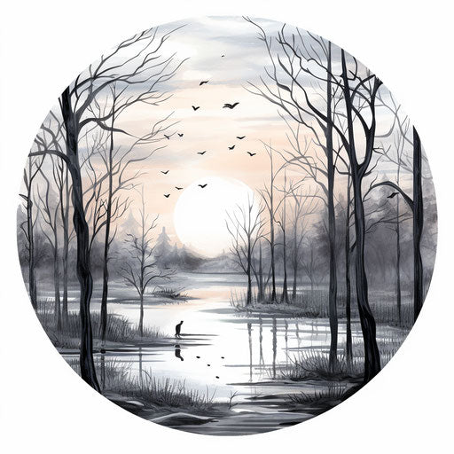 Winter clipart in the style of Chiaroscuro Art, on a white background