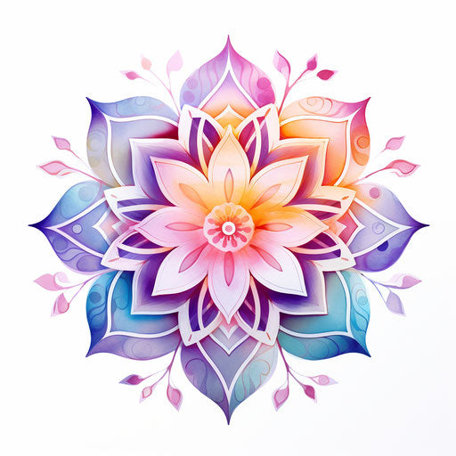 Ornamental flower pattern: light violet and light orange