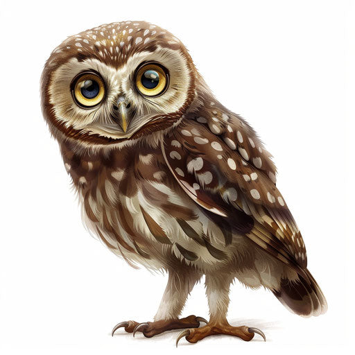 Cute owl clipart in a photo realistic style