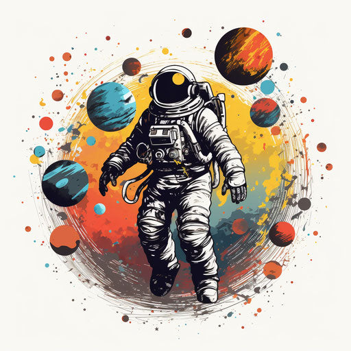 Outer space clipart in the style of Chiaroscuro Art, on a white background