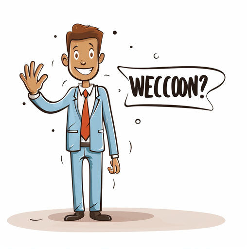 Welcome clipart in minimalist style, on white background