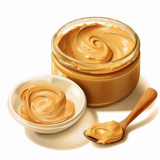Peanut butter illustration in the style of oil painting on white background