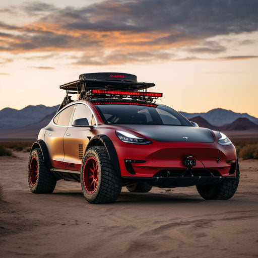 Tesla Model 3 rally version with off-road modifications