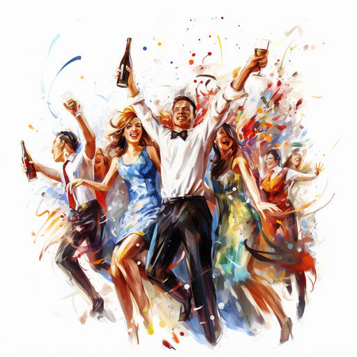 Party clip art in the style of Oil painting
