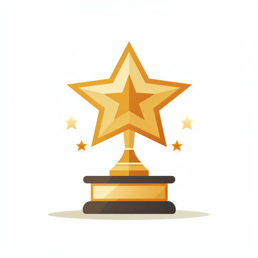 Minimalist design of an award badge on white background