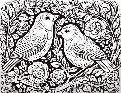 Designs in realistic and romantic style, holotone printing, whimsical folk-inspired, velvia, stencil-based, humor meets heart, birds & flowers 31:24