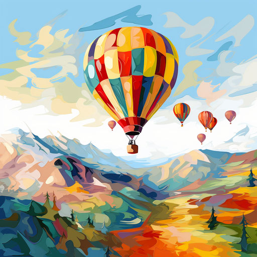 Balloon clipart in the style of Impressionistic Art, on white background
