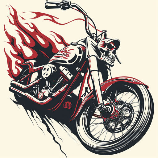 Classic motorcycle tattoo design in a traditional style