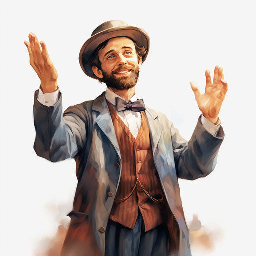Clapping clipart in the style of Oil painting on white background