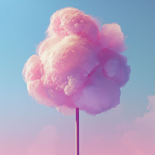 Photo Realistic Cotton Candy Clipart on Flat Random Color Background