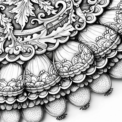 Detail of an acorn cap with intricate designs