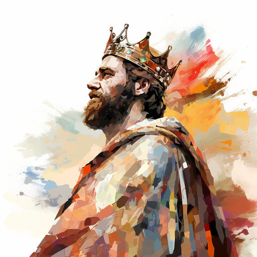 King clipart in the style of Impressionistic Art, on white background