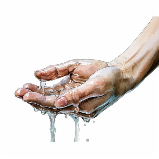 Hand washing clipart in the style of Oil painting, on a white background
